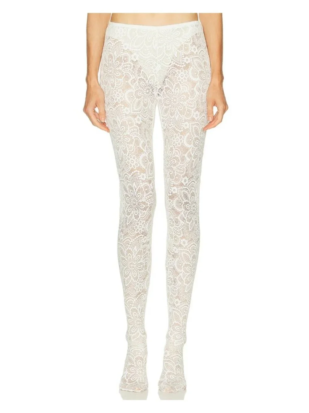Beaufille Cassia Lace Stockings in White